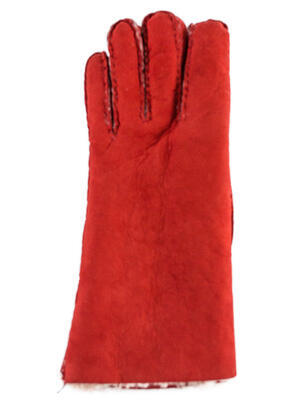 Dámské kožešinové rukavice - ručně šité, červené 8, 8 - 1