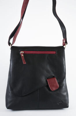 Dámská kabelka kožená - černo/červená 3026 - 1