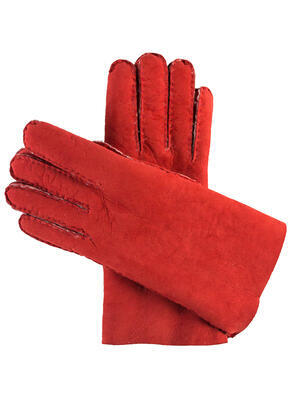 Dámské kožešinové rukavice - ručně šité, červené 7,5, 7,5 - 2