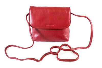 Malá kožená kabelka s klopnou - Červená 791 - 2