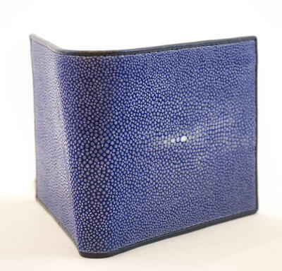 Pánská peněženka z broušeného rejnoka, modrá - 3