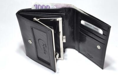 Dámská peněženka kožená - černá 3886 - 3