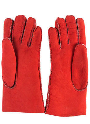 Dámské kožešinové rukavice - ručně šité, červené 8, 8 - 3