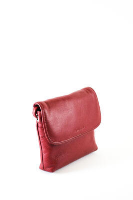 Malá kožená kabelka s klopnou - Červená 791 - 3