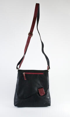Dámská kabelka kožená - černo/červená 3026 - 4