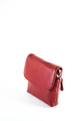 Malá kožená kabelka s klopnou - Červená 791 - 4