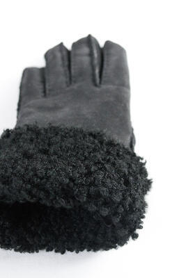Dámské kožešinové rukavice - ručně šité, černé 8 - 5