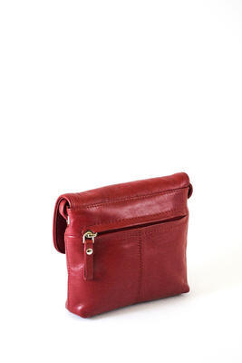 Malá kožená kabelka s klopnou - Červená 791 - 5